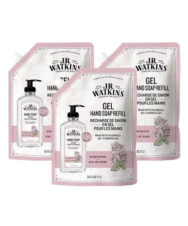 J.R. Watkins Gel Hand Soap Refill Moisturizing Hand Wash All Natural Alcohol-Free Cruelty-Free USA Made Rosewater 34 Fl Oz 3 Pack Rose 34 Fl Oz (Pack of 3) - Buy Online on GoSupps.com
