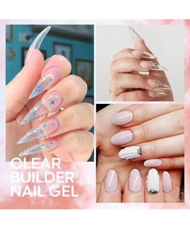 Modelones Builder Nail Gel - Clear 2oz Hard Gel for Nail Extension - Acrylic Kit with Nail Forms and Brush - Professional DIY Manicure Set - Buy Online on GoSupps.com