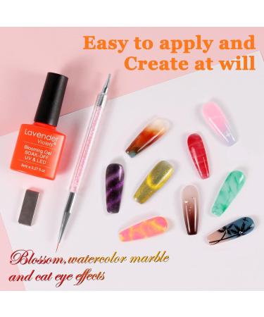 Lavender Violets 25 Pcs Gel Nail Polish Spreading Blossom Effect Blooming Gel Base Coat Glossy n Matte Top Coat Manicure Free Cat Eye Magnet Dotting Drawing Brush UV Nails Valentines Gifts for Women Secret Manor - Buy Online on GoSupps.com