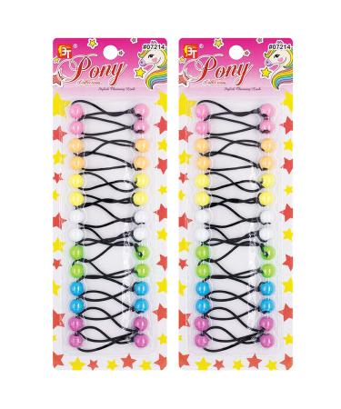28 Pcs Hair Ties 12mm Ball Bubble Ponytail Holders Colorful Elastic Accessories for Kids Children Girls Women All Ages (Pastel Assorted)