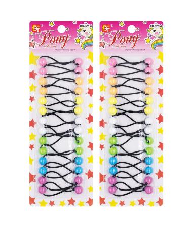 28 Pcs Hair Ties 12mm Ball Bubble Ponytail Holders Colorful Elastic Accessories for Kids Children Girls Women All Ages (Pastel Assorted) - Buy Online on GoSupps.com