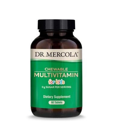 Dr. Mercola Chewable Multivitamin for Kids Dietary Supplement, 30 Servings (60 Tablets), Supports Overall Health, Non GMO, Soy Free, Gluten Free, 0g Sugar