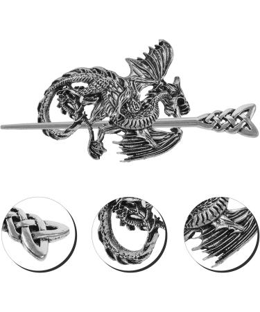 Baluue Vintage Silver Celtics Hair Slide Hairpin Dragon Knot Hair Stick Vintage Hair Chopstick Barrettes Antique Viking Bronze Hair Pin for Hair Accessory - Buy Online on GoSupps.com