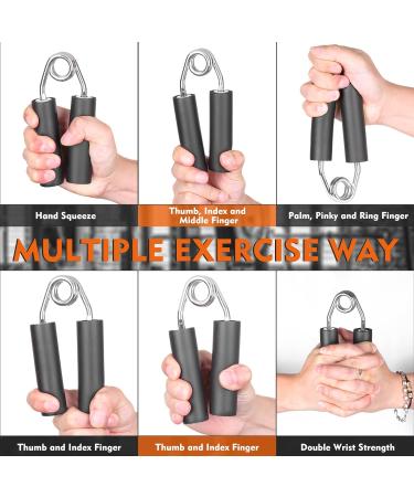 KIBTOY Hand Grip Strength Trainer 2-Pack - Adjustable Resistance 50-150 lbs - Forearm Exerciser for Muscle Building and Injury Recovery - Heavy-Duty Metal Grip Strengthener - Silver - Buy Online on GoSupps.com