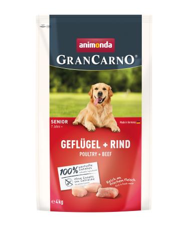 GranCarno Animonda - Dry food for senior dogs from 7 years old - Poultry + beef (1 x 4 kg) - Premium grain-free food for senior dogs from 7 years old