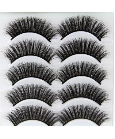 False Eyelashes Elocoise 5 Pairs 3D Eyelashes Reusable Long Handmade Artificial Eyelashes for Eye Makeup (3D-10)