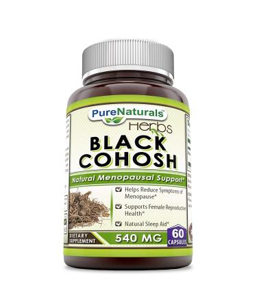 Pure Naturals Black Cohosh, 540 MG Capsules, Supplement with Pure Root Extract  All Natural Support for Womens Health and Well-Being 60 Count