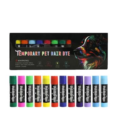 Animal Color Pencils 12 Colors Washable Nail Polish Pencil for Dogs Pen Nail Polish for Dogs Pet Fur Color for Various Fur Care Tempor Colors