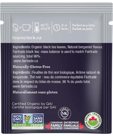 Four O'Clock Earl Grey Black Tea Organic Fairtrade Non-Gmo Kosher Gluten-Free 6 Packs (96 teabags) - Buy Online on GoSupps.com