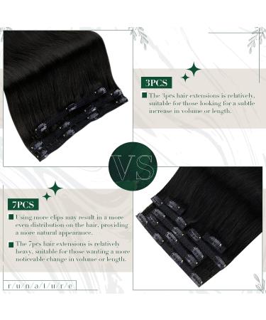 Runature 35cm Clip In Real Hair Extensions - Silky Straight Remy Hair Natural Black/Brown 50g 3 Pieces - Buy Online on GoSupps.com