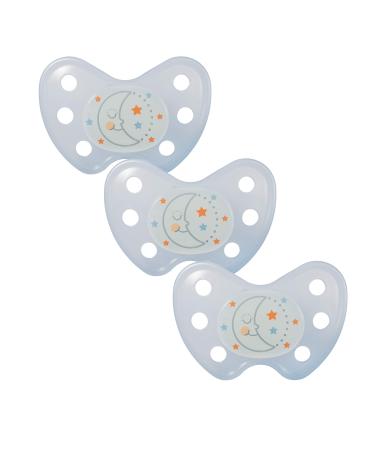 Dentistar Silikon Night Schnuller in the 3 Set - Size 3 Baby Schnuller from 14 months - Nucky lights in the dark - Luminous snull with dental level - Made in Germany - Moon blue