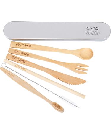 C4wrd Reusable 6-Piece Bamboo Cutlery Set in Metal Tin | Eco-Friendly Travel Utensils for On-the-Go Dining - Buy Online on GoSupps.com