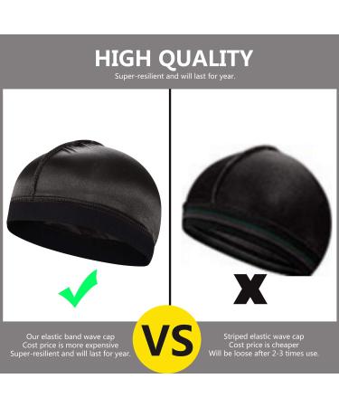2PCS Men's Silky Stocking Wave Cap Set for Good Compression Over Durag - Black (Thick Hair Style) - Buy Online on GoSupps.com