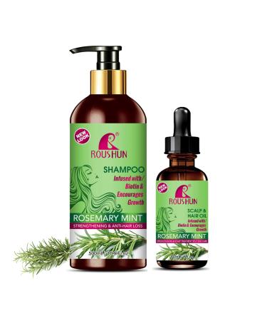 Rosemary Mint Hair Shampoo and Serum Set Suitable for All Hair Types 60ML Rosemary Oil and 500ML Rosemary Shampoo for Men and Women