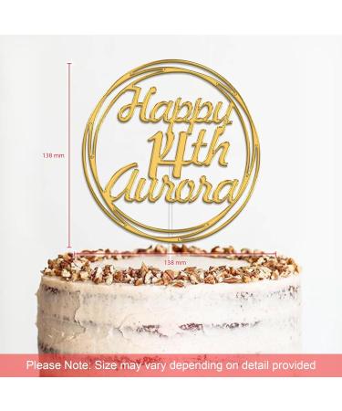 Personalised Acrylic Birthday Cake Topper by KreateSquare - Customised With Any Name Any Age Custom Colour Birthday Cake Decoration (Gold) - Buy Online on GoSupps.com