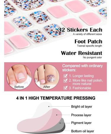 EBANKU 32 PCS Gel Toeail Strips with Nail File and Stick - Semi Cured Full Wraps for Toenails (UV/LED Lamp Required) - Buy Online on GoSupps.com