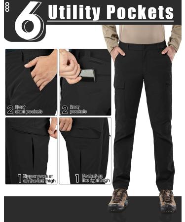 Men's Weatherproof 33 000ft Hiking Pants - Breathable Cargo & Trekking Trousers with 6 Pockets | Windproof Outdoor Work Pants for Travel & Camping - 38W/30L Black - Buy Online on GoSupps.com