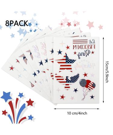 Whaline Independence Day Temporary Tattoos - 4th of July USA Theme Waterproof Flag & Freedom Tattoo Sticker Set - Patriotic Memorial Day Body Art Decor - 8 Sheets - Buy Online on GoSupps.com