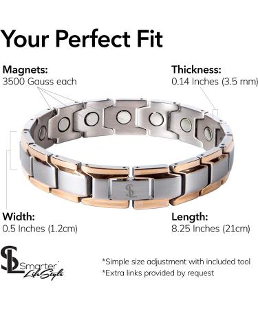 Titanium Magnetic Therapy Bracelet for Arthritis Relief - Men's and Women's Magnetic Bracelet for Pain Relief - Silver and Rose Gold - Buy Online on GoSupps.com