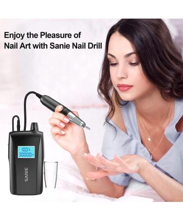 30000 RPM Cordless Rechargeable Nail Drill Machine with Nail Lamp for Manicure & Pedicure - Portable Electric File for Acrylic Gel Nails - Speed Display - Black - Buy Online on GoSupps.com
