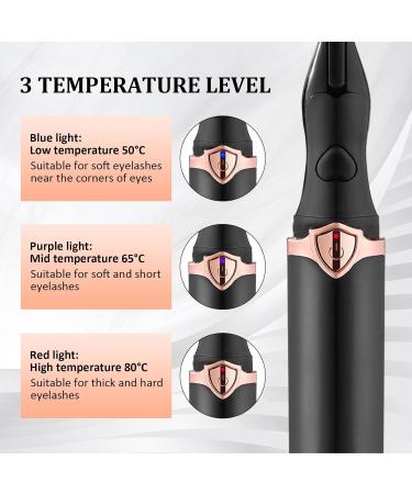 Heated Eyelash Curler Electric Eyelash Curler USB Rechargeable Lash Curler Long Lasting Natural Curling Mini Portable Quick Heated Lash Curler Intelligent Eyelash Makeup Tool for Girls Women Black - Buy Online on GoSupps.com