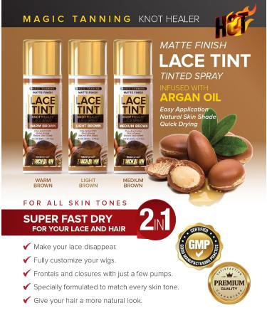 Touch Down Lace Tint Spray Knot Healer Matte Finish Waterproof 2.7oz (2 packs Medium Brown) 2 packs Medium Brown - Buy Online on GoSupps.com