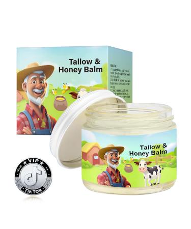Kionlus Handmade Tallow Honey Balm for Face Formula with Grass Fed Beef Tallow & Raw Honey Deeply Nourishing Hydrating Moisturizer with Beef Tallow for Skin (Lemon)