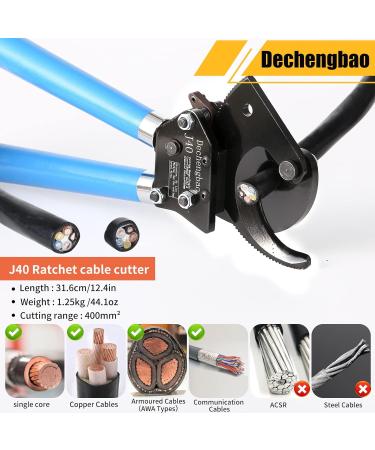 Dechengbao J40 Heavy Duty Ratchet Cable Cutter for Aluminum and Copper Cables up to 400mm - Buy Online on GoSupps.com