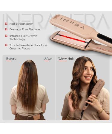 INFRA Premium 2 Inch Ceramic Tourmaline Ionic Flat Iron - Best Hair Straightener for Straight Wavy & Curly Hair - International Shipping Available - Buy Online on GoSupps.com