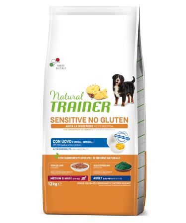 Natural Trainer Sensitive Gluten Free Dog Food for Medium & Maxi Adults with Eggs and Whole Grains - 12 kg