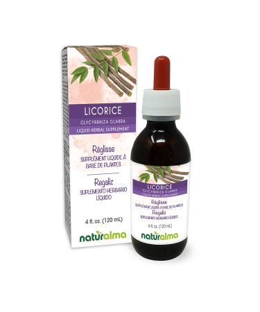 Licorice or Liquorice (Glycyrrhiza glabra) Root Alcohol-Free Tincture Naturalma | 4 fl oz Liquid Extract in Drops | Herbal Supplement | Vegan | Product of Italy Alcohol-free 1 Count (Pack of 1)
