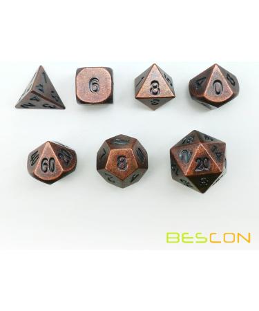 Bescon Antique Copper Metal Polyhedral D&D Dice Set - 7pcs RPG Role Playing Game Dice - Buy Online on GoSupps.com