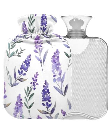 NAANLE hot water bottle with lavender blossom heat and cold therapy warm water bottle 2 l large warm gauge for bed hands feet warmer for pain relief 2L