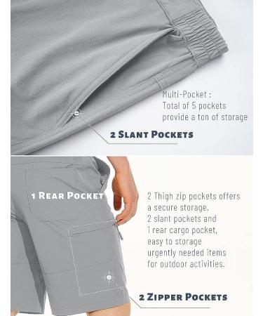Magcomsen Men's Hiking Shorts - Water-Resistant Quick Dry Cargo Shorts | Light Grey 36 - Buy Online on GoSupps.com