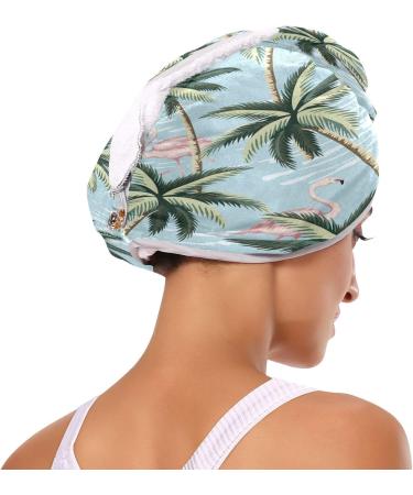 Hawaii Flamingo Dry Hair Cap & Quick Drying Towel Set - Super Absorbent Soft Comfortable | International Shipping Available - Buy Online on GoSupps.com
