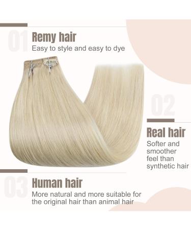 Fshine Platinum Blonde Clip-In Hair Extensions - 35cm 120g Real Remy Hair 7 PCS Smooth & Straight #60 - Buy Online on GoSupps.com