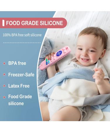 ISEAINNO 1 Pack Remote Control Teether Toys for Babies 3-12 Months - BPA Free Silicone Teething Toys in Pink - Buy Online on GoSupps.com