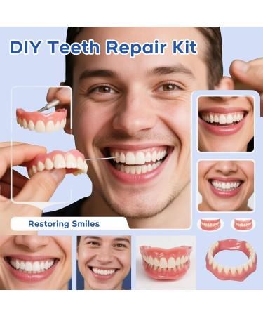 Denture Do it Yourself Full Set of Top and Bottom Fake Teeth for Improve Smile DIY Kit Easy and Convenient Fake Teeth Repair Missing Teeth Protect Your Teeth -0124 red - Buy Online on GoSupps.com