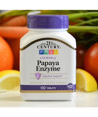 21st Century Papaya Enzyme Chewable Tablets - 100 Count for Digestive Health - Buy Online on GoSupps.com