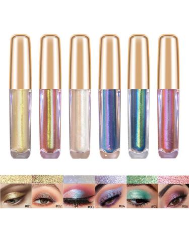 BONNIE CHOICE Metallic Liquid Chameleon Eyeshadow 6 Colors Holographic Glitter Multichrome Eyeshadows Highly Pigmented Long-lasting Eye Shadow Makeup Kit Gifts for Women 6 Chameleon Metallic Colors