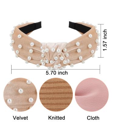 Jaciya 6-Pack Knotted Pearl Headbands for Women and Girls - Wide Top Knot Fashion Turban Hairbands - Vintage Hair Accessories - Buy Online on GoSupps.com
