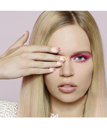 False Nails Square Press On Fake Flower Nails Long Lasting and Detachable Artificial Short False Nails for Girls Women Cle-ca - Buy Online on GoSupps.com