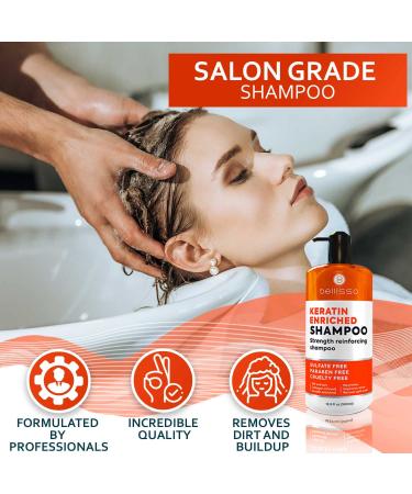 BELLISSO Keratin Enriched Shampoo - Sulfate and Paraben Free - Anti Frizz Treatment for Women and Men - Salon Repair with Silk Protein - For Dry, Frizzy, Damaged, and Color Treated Hair - Buy Online on GoSupps.com