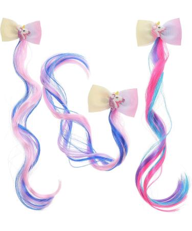 Hair Accessories for Girls Bulk Unicorn Wigs for Hair Extensions Clips 3PCS - Buy Online on GoSupps.com