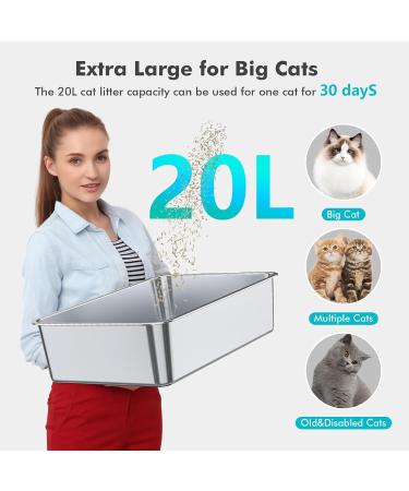 ZuHucpts Stainless Steel Cat Litter Box Extra Large Metal Litter Pan for Cats/Rabbits (Silver X-Large(24" Lx16 Wx8 H)) X-Large(24"Lx16"Wx8"H) Silver - Buy Online on GoSupps.com