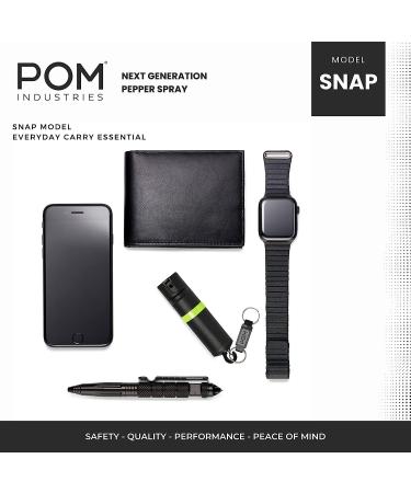 POM Pepper Spray with Snap Hook - Maximum Strength OC Self Defense - Compact Design, 25 Bursts, 10ft Range - Black - Buy Online on GoSupps.com