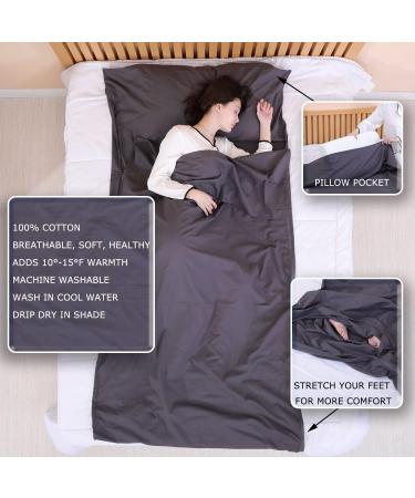 EXERMIL 100% Cotton Sleep Sack | All-Round Zipper | 87x43 Large Sheets for Traveling & Camping | Multifunctional Travel Sheets (Unzipped 87x87) | Lightweight | All Season Grey - Buy Online on GoSupps.com