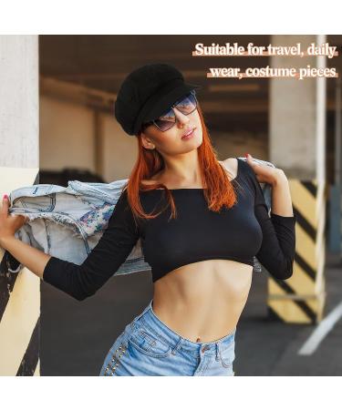 3-Piece Women Newsboy Cap Set | Adjustable Visor Beret Hats | Vintage Cabbie Hat for Women | Black, White, Red - Buy Online on GoSupps.com