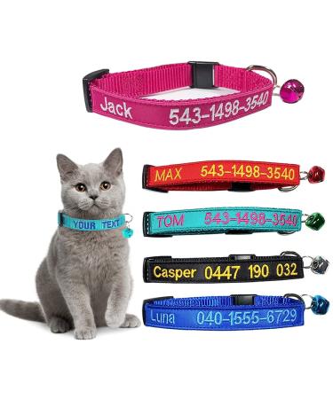 Brillianne custom Breakaway CAT neck band personalized with a bell safety closure embroidered ID names on the kitten neck band