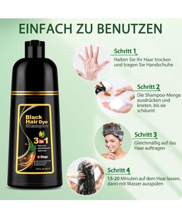 YOURTONE Hair Color Black Hair Color Shampoo for Men and Women Black Hair Dye Shampoo 3in1 Hair Color Shampoo for Gray Hair 500 ml - Buy Online on GoSupps.com